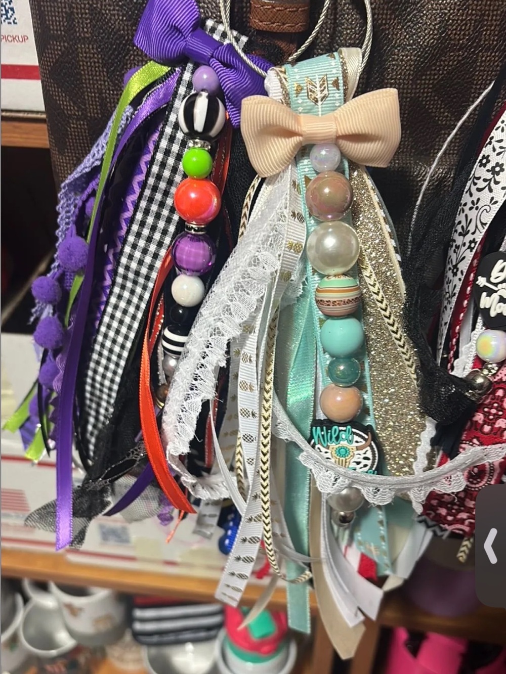 Bag, purse, cup, luggage, cowboy boots ribbon charm